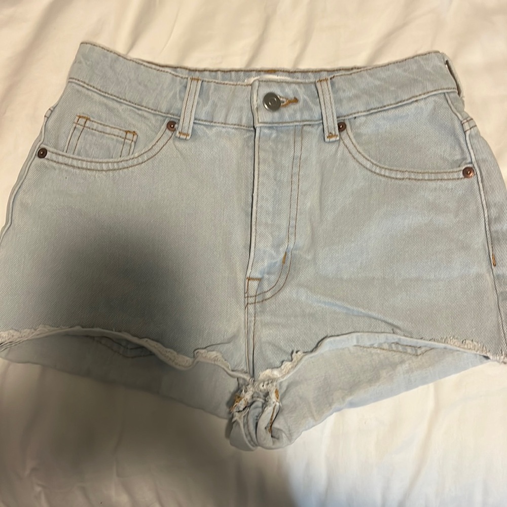 Light wash denim shorts